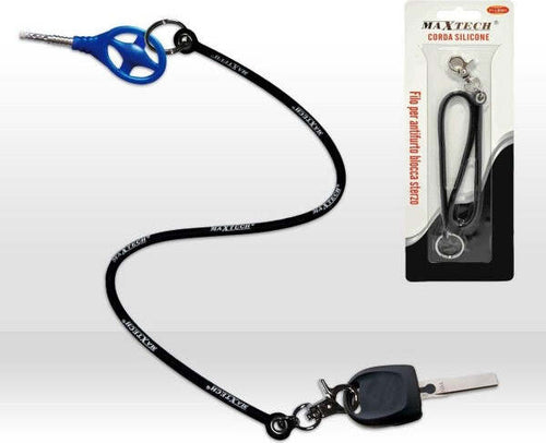Portachiavi-Corda-Filo-In-Silicone-Per-Auto-Block-Shaft-Antifurto-Blocca-Sterzo
