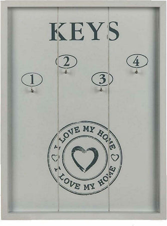 Portachiavi Pannello Appendi Chiavi In Legno 4 Ganci 24 X 32 Cm I Love My Home Casa, arredamento e bricolage > Arredamento > Portaoggetti Trade Shop italia - Napoli, Commerciovirtuoso.it