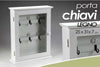 Portachiavi-Parete-Appendino-6-Ganci-31x25x7cm-In-Legno-Bianco-Anta-Vetro-660832