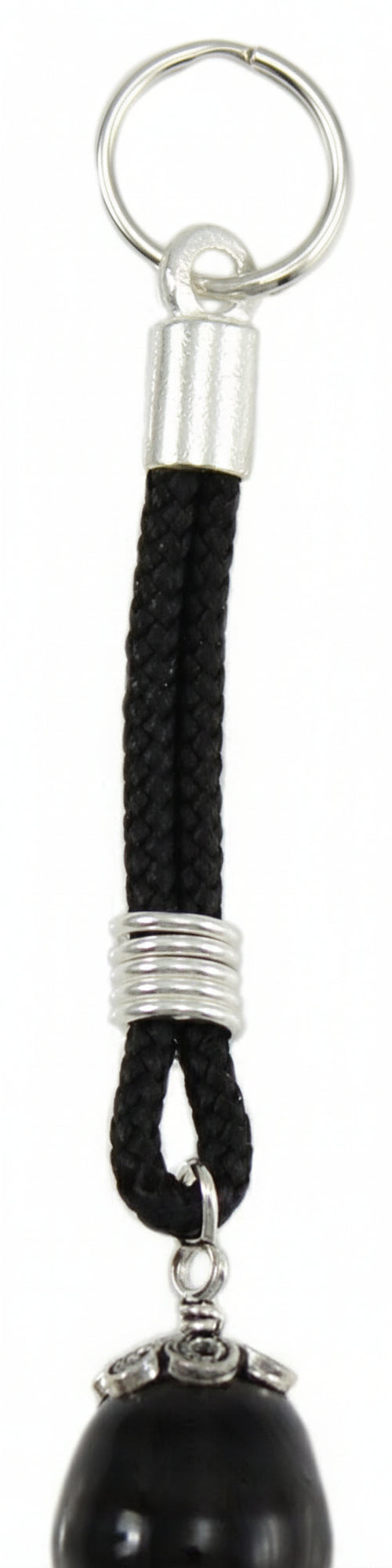 Portachiavi Su Coccu in filigrana d'argento e pietra onice nero