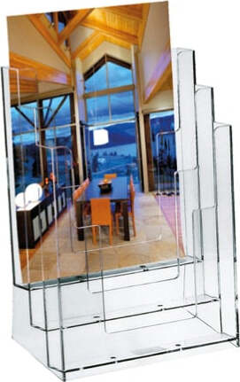 Portadepliant - plasticca trasparente - 23x33x14 cm - Lebez Cancelleria e prodotti per ufficio/Archivio ufficio e accessori per scrivania/Accessori da scrivania e archiviazione/Portabrochure Eurocartuccia - Pavullo, Commerciovirtuoso.it