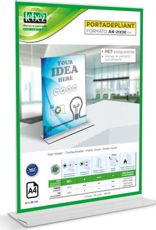 Portadepliant con base a T - A4 - 21x30 cm - Lebez Cancelleria e prodotti per ufficio/Archivio ufficio e accessori per scrivania/Accessori da scrivania e archiviazione/Portabrochure Eurocartuccia - Pavullo, Commerciovirtuoso.it