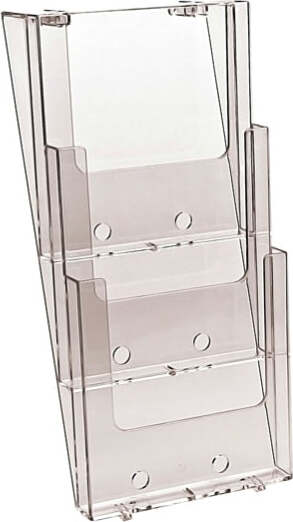 Portadepliant da parete triplo - 3 tasche A4 - trasparente - Studio T Cancelleria e prodotti per ufficio/Archivio ufficio e accessori per scrivania/Accessori da scrivania e archiviazione/Portabrochure Eurocartuccia - Pavullo, Commerciovirtuoso.it