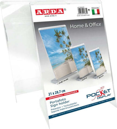 Portadepliant-Portafoto - 21x30 cm - plastica cristallo - Arda Cancelleria e prodotti per ufficio/Archivio ufficio e accessori per scrivania/Accessori da scrivania e archiviazione/Portabrochure Eurocartuccia - Pavullo, Commerciovirtuoso.it