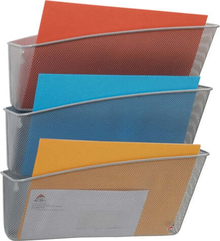 Portadocumenti da parete Mesh - 3 vaschette in rete metallica - argento - Alba Cancelleria e prodotti per ufficio/Archivio ufficio e accessori per scrivania/Accessori da scrivania e archiviazione/Portabrochure Eurocartuccia - Pavullo, Commerciovirtuoso.it