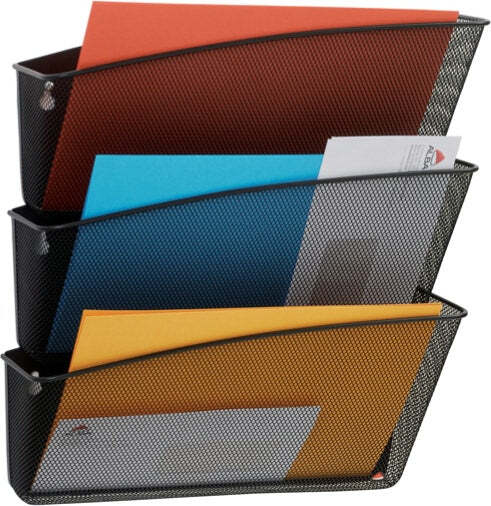 Portadocumenti da parete Mesh - 3 vaschette in rete metallica - nero - Alba Cancelleria e prodotti per ufficio/Archivio ufficio e accessori per scrivania/Accessori da scrivania e archiviazione/Portabrochure Eurocartuccia - Pavullo, Commerciovirtuoso.it
