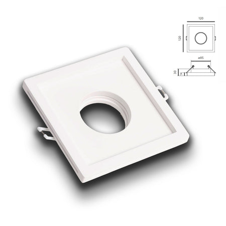 *STOCK* Portafaretto In Gesso Ceramico ad incasso 120x120x45mm foro tondo 40W GU10 IP20 - Eternal Parquet
