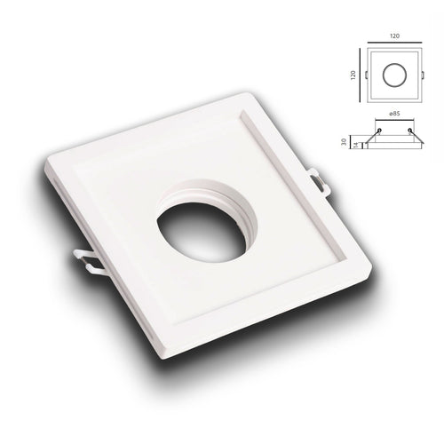 *STOCK* Portafaretto In Gesso Ceramico ad incasso 120x120x45mm foro tondo 40W GU10 IP20 - Eternal Parquet