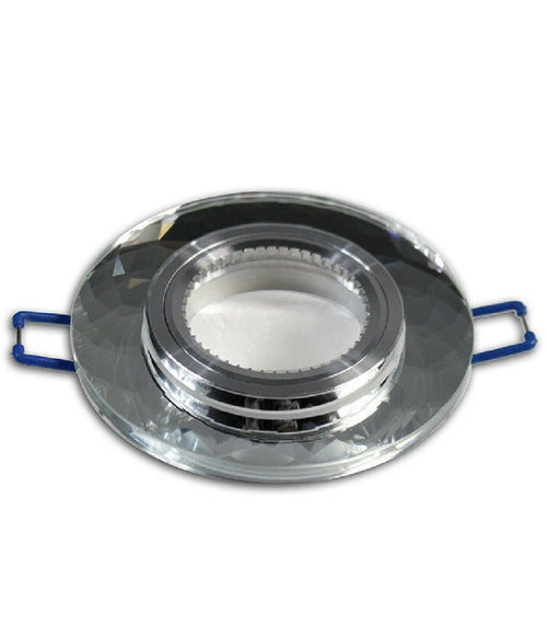 Portafaretto Da Incasso Tondo Vetro Effetto Specchio Supporto Controsoffitto P19