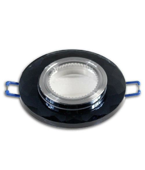 Portafaretto Da Incasso Tondo Vetro Effetto Specchio Supporto Controsoffitto P19