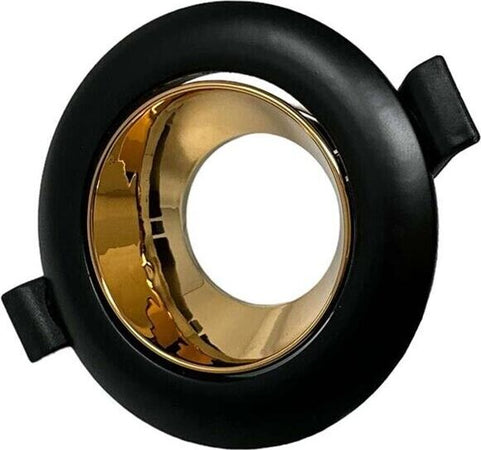 Portafaretto-Orientabile-Incasso-Per-Soffitto-Rotondo-Supporto-Faretto-Nero-Oro-Universo