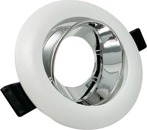 Portafaretto-Orientabile-Incasso-Soffitto-Supporto-Tondo-Faretto-Bianco-Argento-Universo