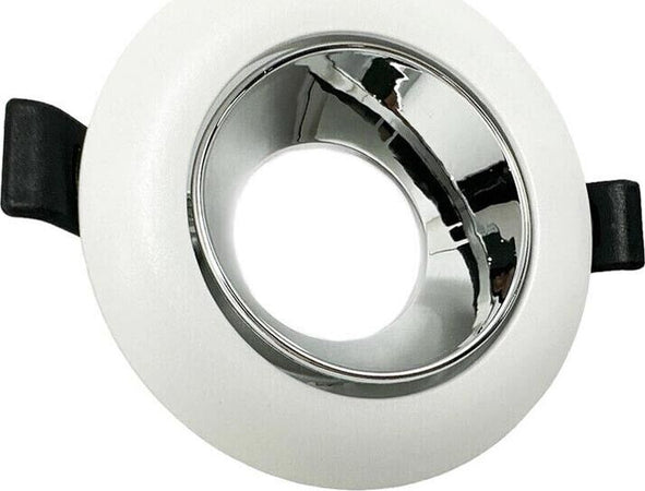 Portafaretto-Orientabile-Incasso-Soffitto-Supporto-Tondo-Faretto-Bianco-Argento-Universo