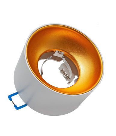 Portafaretto Tondo Bianco Oro Incasso 70 Mm Cartongesso Lampade Led Gu10 Gu5.3