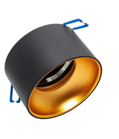 Portafaretto Tondo Nero Oro Incasso 70 Mm Luce Soffitto Lampade Led Gu10 Gu5.3