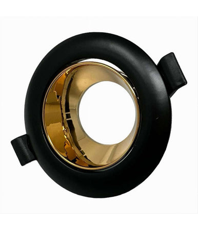 Portafaretto Tondo Orientabile Incasso Supporto Faretto Nero E Oro P27-gu10-no