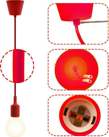 Portalampada A Sospensione Pendente Lampadario Soffitto E27 Rosso Dt-j01 1 Metro Portalampade > Lampadari Trade Shop italia - Napoli, Commerciovirtuoso.it