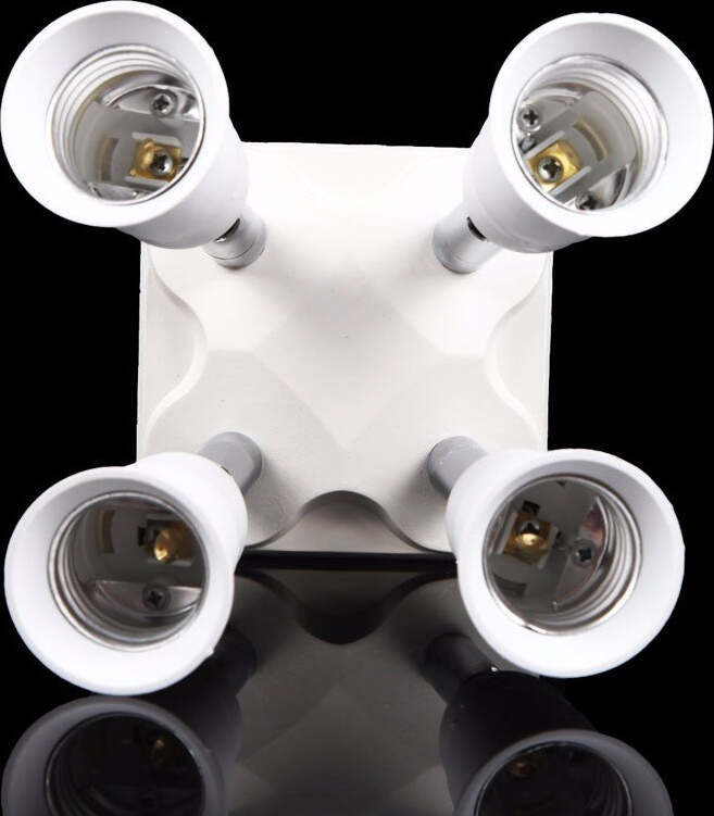 ChiliTec Adattatore Lampada E27 Da 1 A 3 Prese - Per Softbox E Studio Fotografico, Bianco - 5