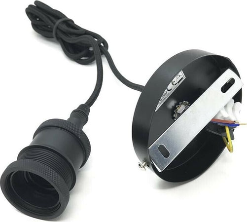 Portalampada-E27-Lampadario-A-.-Sospensione-Porta-Lampada-Lampadina-2-Mt-Nero-Universo