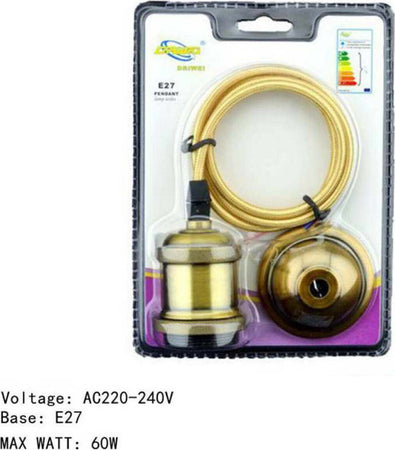 Portalampada Lampadario Sospensione Soffitto Pendente E27 Vintage 1 Metro Ottone Portalampade > Lampadari Trade Shop italia - Napoli, Commerciovirtuoso.it