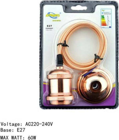 Portalampada Lampadario Sospensione Soffitto Pendente E27 Vintage 1 Metro Rosa Illuminazione/Illuminazione per interni/Lampadari lampade a sospensione e plafoniere/Lampade a sospensione Trade Shop italia - Napoli, Commerciovirtuoso.it