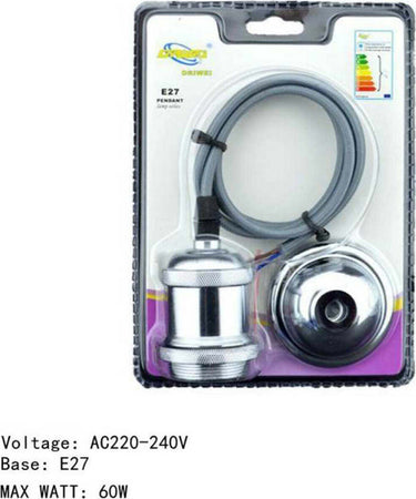 Portalampada Lampadario Sospensione Soffitto Pendente E27 Vintage 1 Mt Cromato Portalampade > Lampadari Trade Shop italia - Napoli, Commerciovirtuoso.it