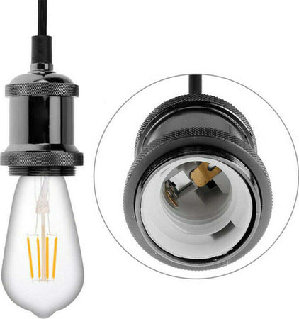 Portalampada Lampadario Sospensione Soffitto Pendente E27 Vintage 2 Metri Nero Portalampade > Lampadari Trade Shop italia - Napoli, Commerciovirtuoso.it