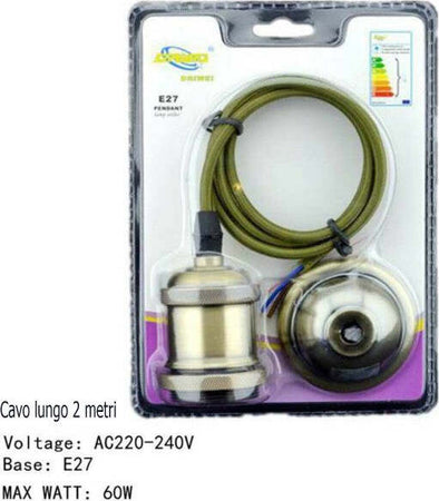 Portalampada Lampadario Sospensione Soffitto Pendente E27 Vintage 2 Metri Verde  Trade Shop italia - Napoli, Commerciovirtuoso.it