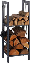 Portalegna-Scaffale-Metallo-Porta-Legna-2-Ripiani-Legnaia-Camino-Stufa-100x40x30