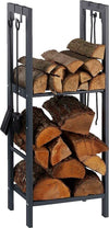 Portalegna-Scaffale-Metallo-Porta-Legna-2-Ripiani-Legnaia-Camino-Stufa-100x40x30