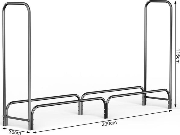 Portalegna-Supporto-Metallo-Porta-Legna-Interno-Legnaia-Camino-Stufa-200x36x115