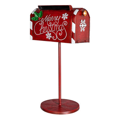 Portalettere decorativo natalizio in metallo color rosso decorazione natalizia
