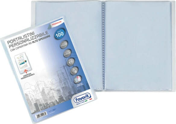 Portalistini personalizzabile Premium - liscio - 22x30 cm - 100 buste - trasparente - Favorit Cancelleria e prodotti per ufficio/Archivio ufficio e accessori per scrivania/Raccoglitori e accessori per raccoglitori/Raccoglitori/Portalistini Eurocartuccia - Pavullo, Commerciovirtuoso.it