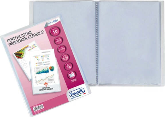 Portalistini personalizzabile Sviluppo - buccia - 22x30 cm - 10 buste - trasparente - Favorit Cancelleria e prodotti per ufficio/Archivio ufficio e accessori per scrivania/Raccoglitori e accessori per raccoglitori/Raccoglitori/Portalistini Eurocartuccia - Pavullo, Commerciovirtuoso.it