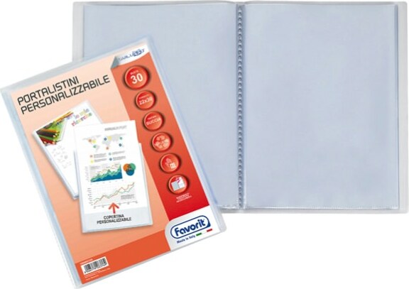 Portalistini personalizzabile Sviluppo - buccia - 22x30 cm - 30 buste - trasparente - Favorit Cancelleria e prodotti per ufficio/Archivio ufficio e accessori per scrivania/Raccoglitori e accessori per raccoglitori/Raccoglitori/Portalistini Eurocartuccia - Pavullo, Commerciovirtuoso.it