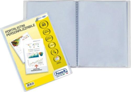 Portalistini personalizzabile Sviluppo - buccia - 22x30 cm - 40 buste - trasparente - Favorit Cancelleria e prodotti per ufficio/Archivio ufficio e accessori per scrivania/Raccoglitori e accessori per raccoglitori/Raccoglitori/Portalistini Eurocartuccia - Pavullo, Commerciovirtuoso.it