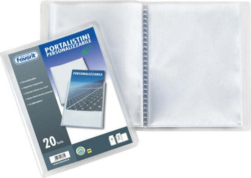 Portalistini personalizzabile Sviluppo - liscio - 15x21 cm - 40 buste - trasparente - Favorit Cancelleria e prodotti per ufficio/Archivio ufficio e accessori per scrivania/Raccoglitori e accessori per raccoglitori/Raccoglitori/Portalistini Eurocartuccia - Pavullo, Commerciovirtuoso.it