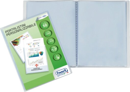 Portalistini personalizzabile Sviluppo - liscio - 15x21 cm - 50 buste - trasparente - Favorit Cancelleria e prodotti per ufficio/Archivio ufficio e accessori per scrivania/Raccoglitori e accessori per raccoglitori/Raccoglitori/Portalistini Eurocartuccia - Pavullo, Commerciovirtuoso.it