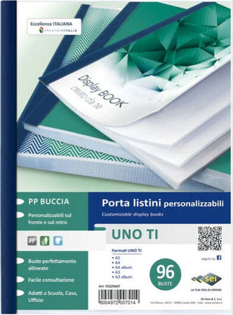 Portalistini personalizzabile Uno TI - 15x21 cm - 96 buste - blu - Sei Rota Cancelleria e prodotti per ufficio/Archivio ufficio e accessori per scrivania/Raccoglitori e accessori per raccoglitori/Raccoglitori/Portalistini Eurocartuccia - Pavullo, Commerciovirtuoso.it