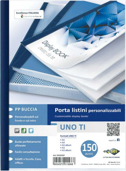 Portalistini personalizzabile Uno TI - 22x30 cm - 150 buste - blu - Sei Rota Cancelleria e prodotti per ufficio/Archivio ufficio e accessori per scrivania/Raccoglitori e accessori per raccoglitori/Raccoglitori/Portalistini Eurocartuccia - Pavullo, Commerciovirtuoso.it