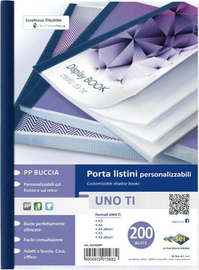 Portalistini personalizzabile Uno TI - 22x30 cm - 200 buste - blu - Sei Rota Cancelleria e prodotti per ufficio/Archivio ufficio e accessori per scrivania/Raccoglitori e accessori per raccoglitori/Raccoglitori/Portalistini Eurocartuccia - Pavullo, Commerciovirtuoso.it
