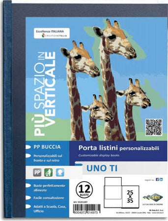 Portalistini personalizzabile Uno TI - 25x35 cm - 12 buste - blu - Sei Rota Cancelleria e prodotti per ufficio/Archivio ufficio e accessori per scrivania/Raccoglitori e accessori per raccoglitori/Raccoglitori/Portalistini Eurocartuccia - Pavullo, Commerciovirtuoso.it