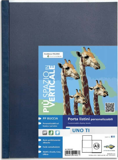 Portalistini personalizzabile Uno TI - 30x42 cm (libro) - 24 buste - blu - Sei Rota Cancelleria e prodotti per ufficio/Archivio ufficio e accessori per scrivania/Raccoglitori e accessori per raccoglitori/Raccoglitori/Portalistini Eurocartuccia - Pavullo, Commerciovirtuoso.it