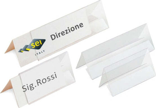 Portanome da tavolo Prisma - 30 x 5 cm - Sei Rota - conf. 5 pezzi Cancelleria e prodotti per ufficio/Archivio ufficio e accessori per scrivania/Lavagne e bacheche/Bacheche messaggi e insegne Eurocartuccia - Pavullo, Commerciovirtuoso.it