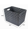 Portaoggetti Cesto In Tessuto Intrecciato 38x26x25cm Maniglie Grigio Scuro 79038