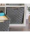Portaoggetti Cesto In Tessuto Intrecciato 38x26x25cm Maniglie Grigio Scuro 79038