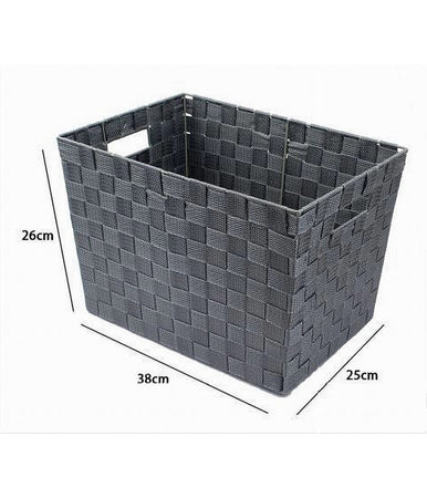 Portaoggetti Cesto In Tessuto Intrecciato 38x26x25cm Maniglie Grigio Scuro 79038