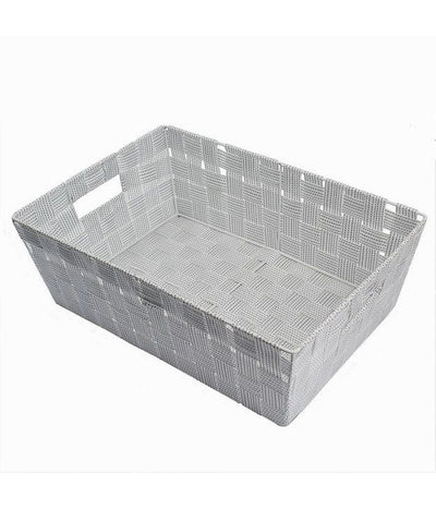 Portaoggetti Cesto Tessuto Intrecciato 38x26x13 Cm Maniglie Grigio Chiaro 79030