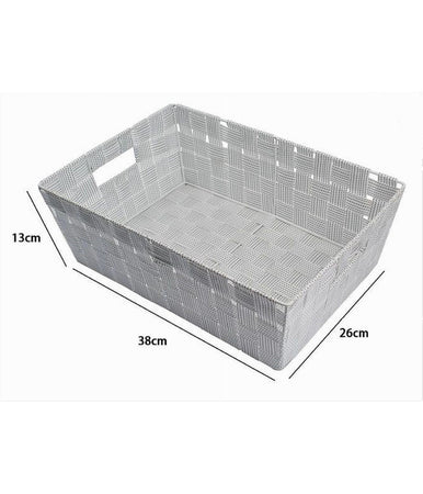 Portaoggetti Cesto Tessuto Intrecciato 38x26x13 Cm Maniglie Grigio Chiaro 79030