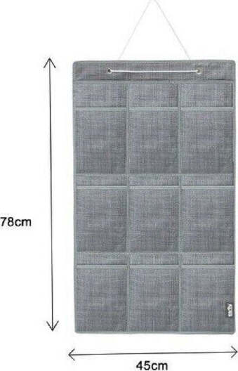 Borsa Portaoggetti Da Parete Con Tasche - Organizer In Cotone E PE, Con Ganci Adesivi, Per Armadio E Porta, Grigio
